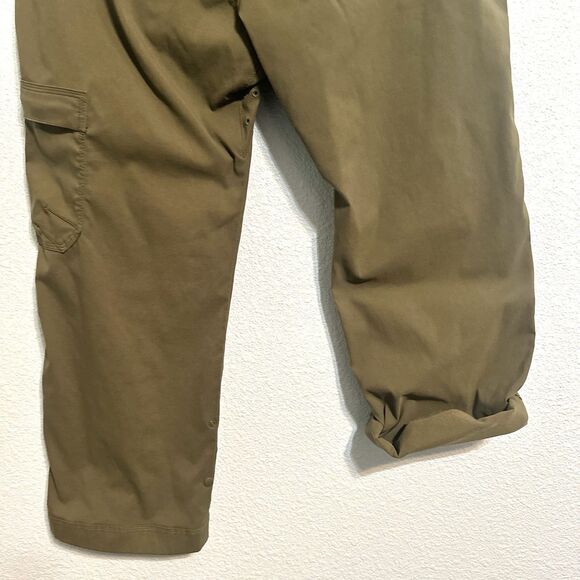 Prana Zion Stretch Pants Men 36x30 Green Belt Roll Snap up Outdoor Gorpcore Vent - Picture 6 of 13